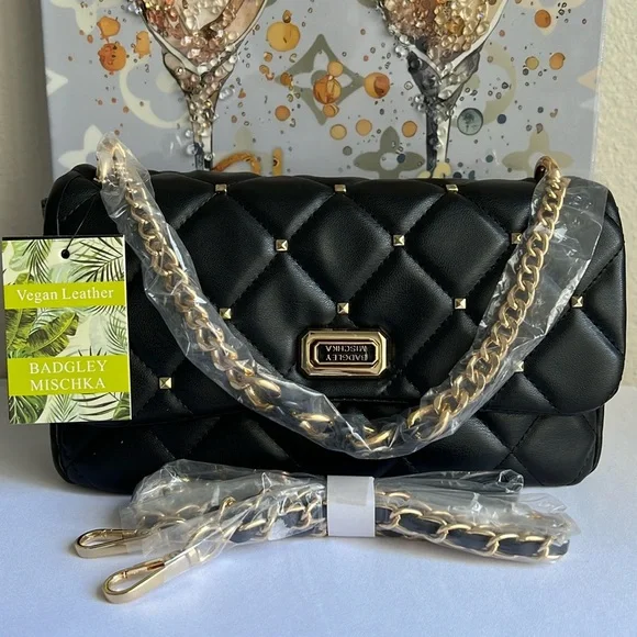 BADGLEY MISCHKA Diamond Quilted & Studs On Cover Crossbody - Picture 14 of 14